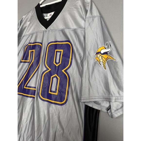 Vintage Adrian Petersen Minnesota Vikings Jersey #28 Mens Large Silver Black NFL - Picture 2 of 6